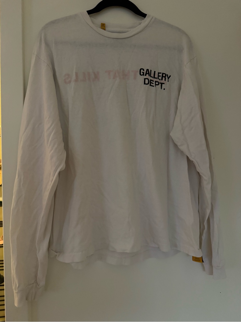 Gallery Dept White Tee with Yellow Logo Tag